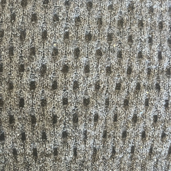 White House Black Market V-Neck Open Stich Sequin Sweater - Neutral Size Medium - Picture 10 of 10